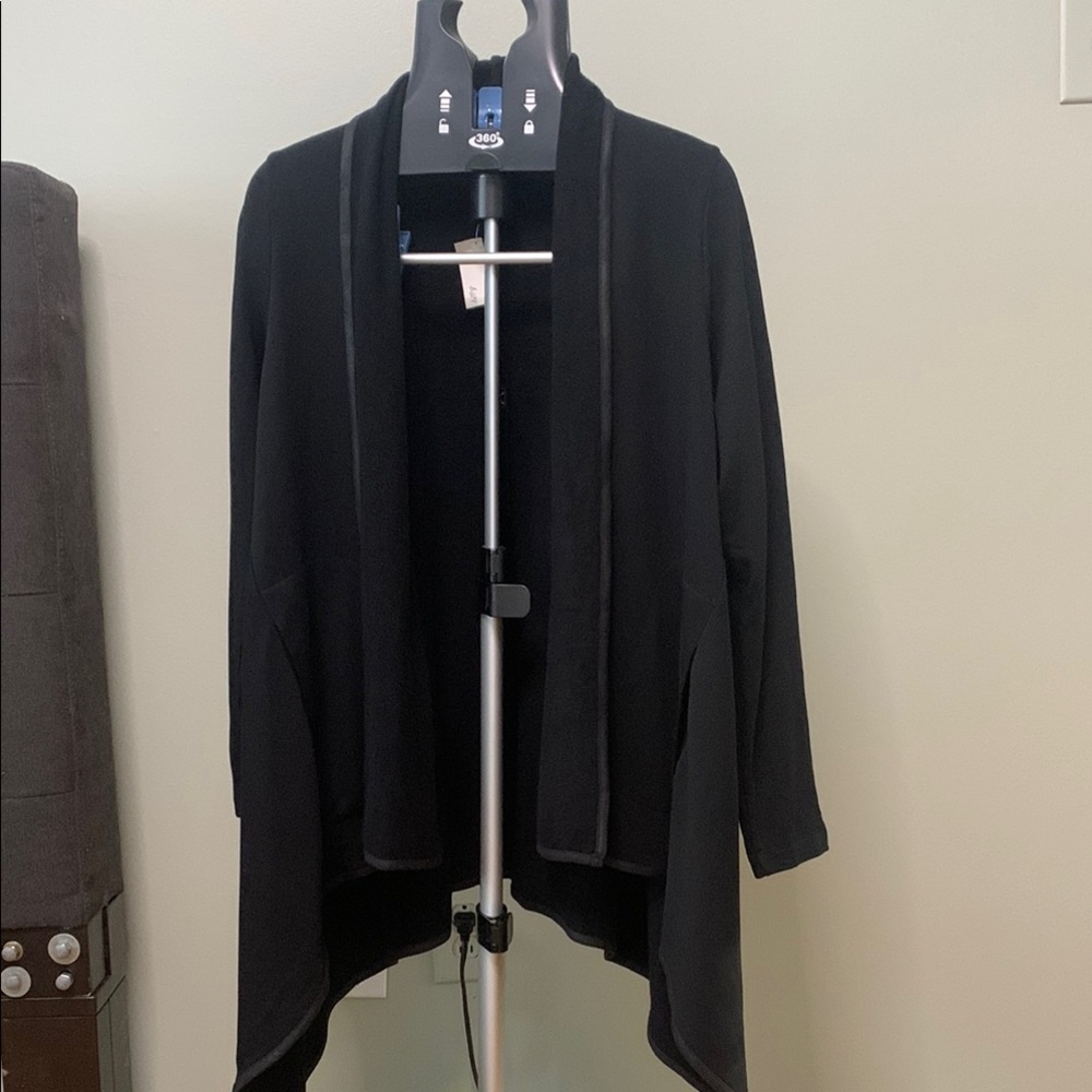 Black Draped Cardigan with Long Sleeves